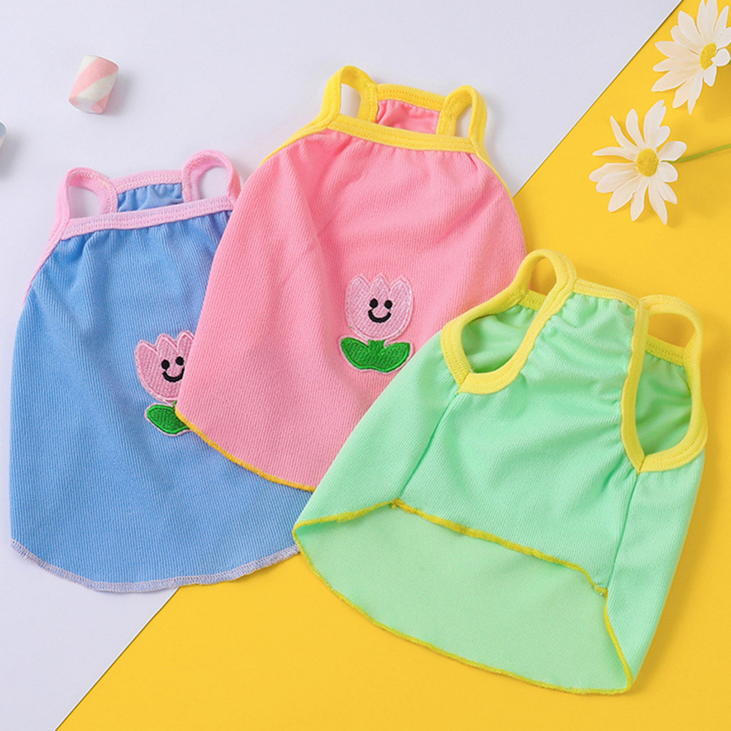 WWA Áo thun thể thao sát nách thoáng khí phong cách mùa hè dễ thương cho thú cưng