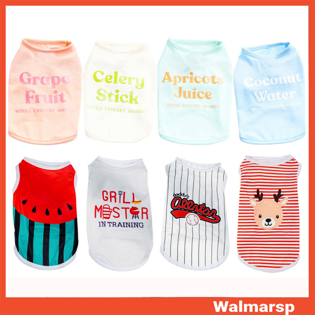 WWA Áo Thun Mềm Mại In Họa Tiết Hoạt Hình Dành Cho Cún Cưng Áo Sweater Không Tay Cổ Tròn In Chữ Thời Trang Mùa Hè Cho Thú Cưng