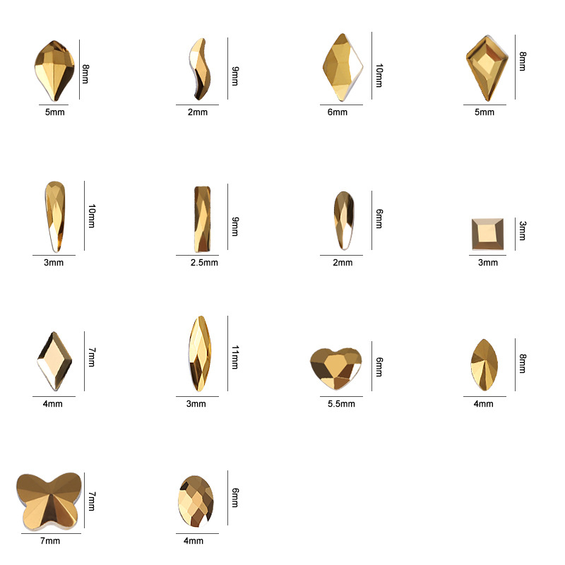 Đá Kim Cương Tráng Gương Phẳng Hình Trái Tim Phong Cách Âu Mỹ Trang Trí Móng Tay