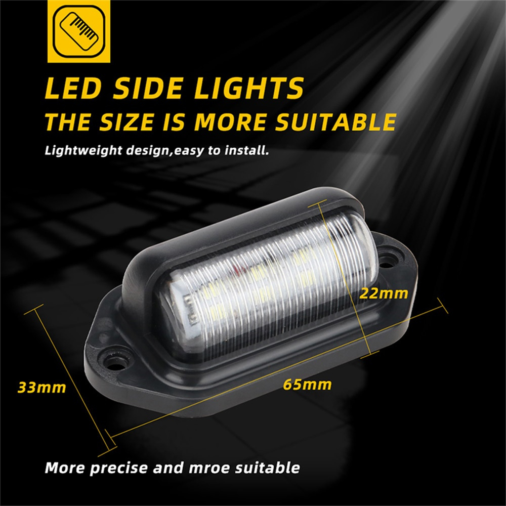 Đèn LED 6 Bóng 12V-24V Chống Thấm Nước Gắn Biển Số Xe Hơi