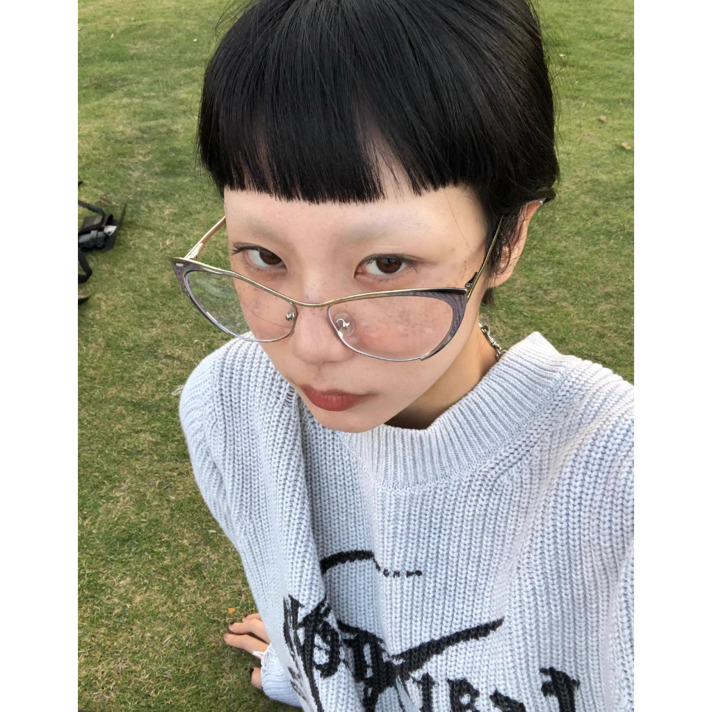 Kính Mắt Mèo Gọng Kim Loại Chống Ánh Sáng Xanh Phong Cách Retro