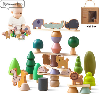 MAMIMAMIHOME 1 Bộ Gỗ Rừng Xếp Chồng Dồ Chơi Tay Cưa đồ Chơi Sớm Dạy Nhận Thức Hộp