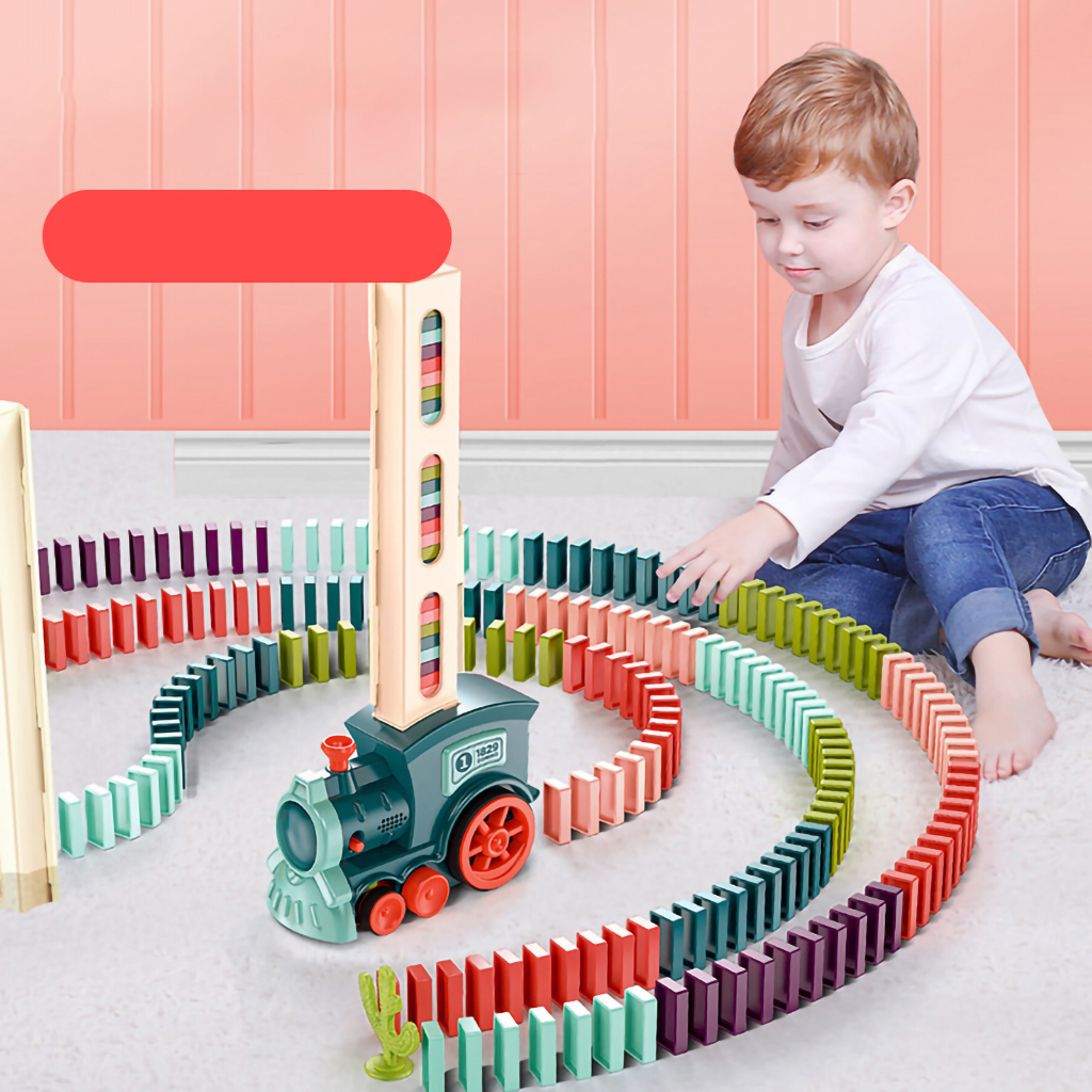 Babycare Có hàng sẵn Bộ xếp hình xe lửa Domino Đồ chơi trẻ em vui nhộn và giáo dục