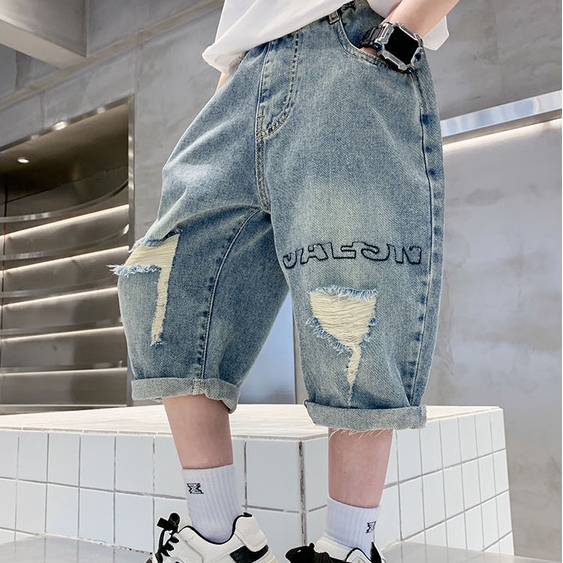~ 2023 Quần Short Denim Rách Thời Trang Mới Hợp Xu Hướng Cho Bé Trai