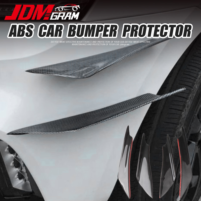 JDMGRAM Bộ bảo vệ cản xe bằng sợi carbon 4 chiếc Auto ABS Chống trầy xước EVO Cánh lướt gió phía trước Universal Racing Lip Splitter Phụ kiện ngoại thất ô tô