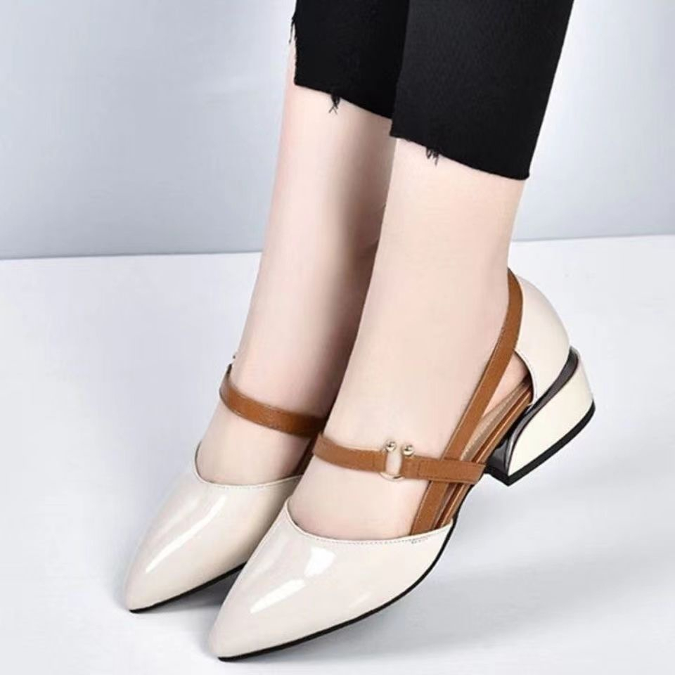 Xăng đan Cao Gót Mũi Nhọn Chất Liệu Da Mềm Thời Trang Mùa Hè 2022 Cho Nữ