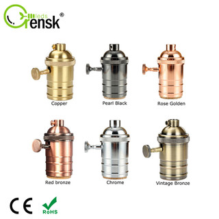 Chuôi đèn e27 bằng đồng phong cách edison cổ điển kèm công tắc