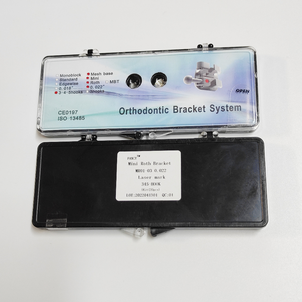 5 gói cơ sở lưới nha khoa chỉnh nha roth 345hook bracket 018 022 laser mark hộp nhựa dài       5Packs  Orthodontic Dental Mesh Base Roth 345hook Bracket 018/022 Laser Mark Long Plastic Box