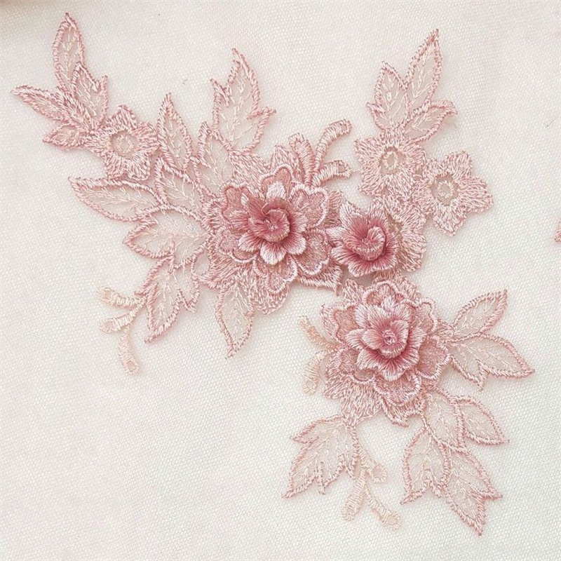 1 Miếng Vải Thêu Hoa 3D 14 * 20CM Trang Trí Váy Cưới