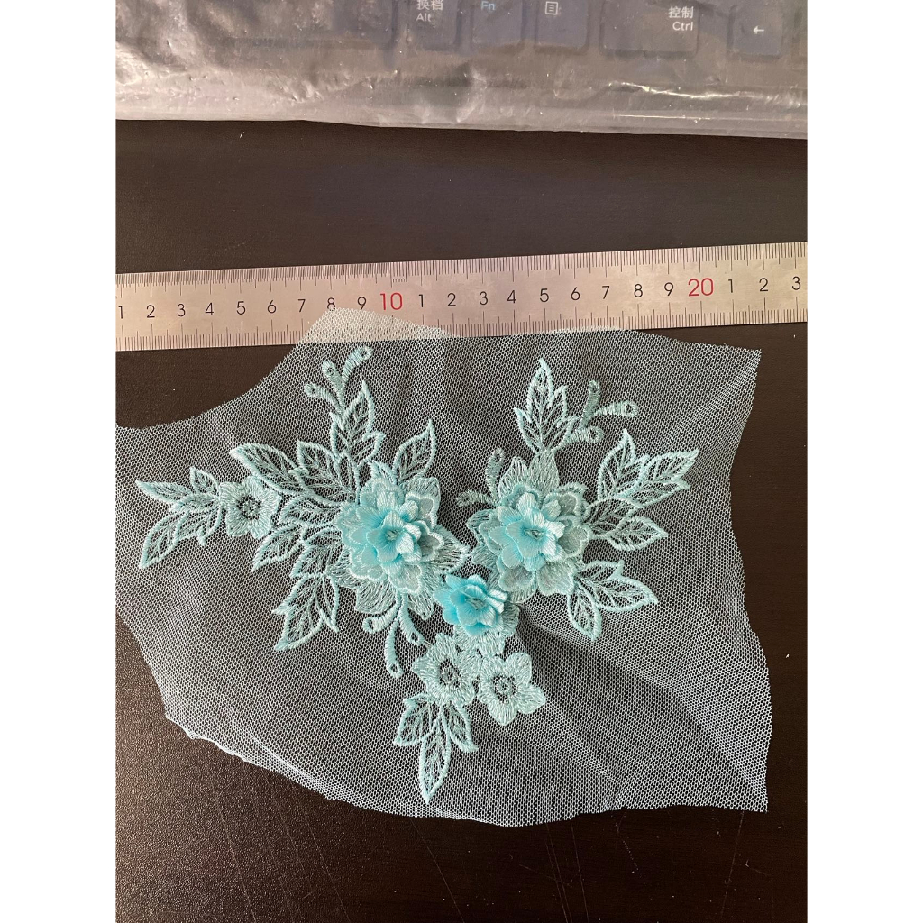 1 Miếng Vải Thêu Hoa 3D 14 * 20CM Trang Trí Váy Cưới