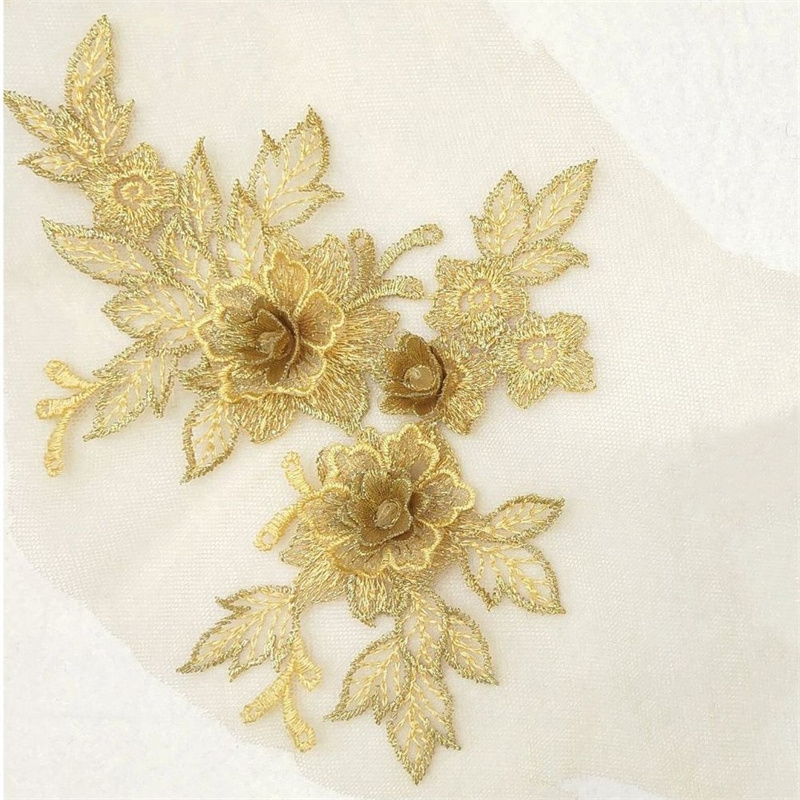 1 Miếng Vải Thêu Hoa 3D 14 * 20CM Trang Trí Váy Cưới