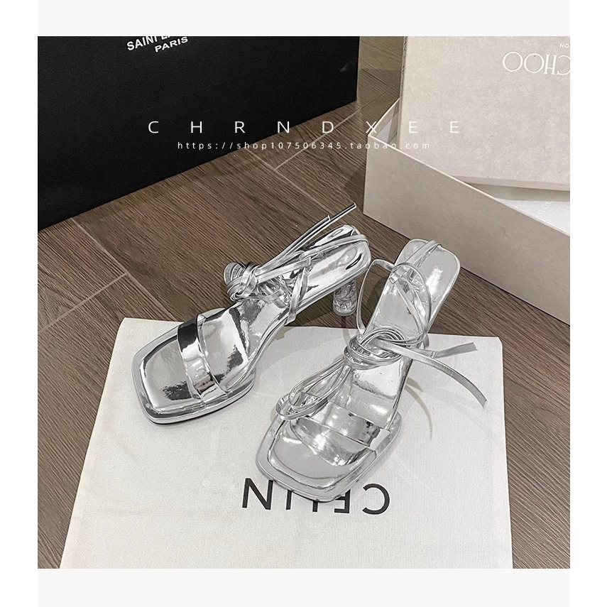 Sandal Cao Gót Thắt Dây Thiết Kế Mới Thời Trang Mùa Hè 2023 Dành Cho Nữ