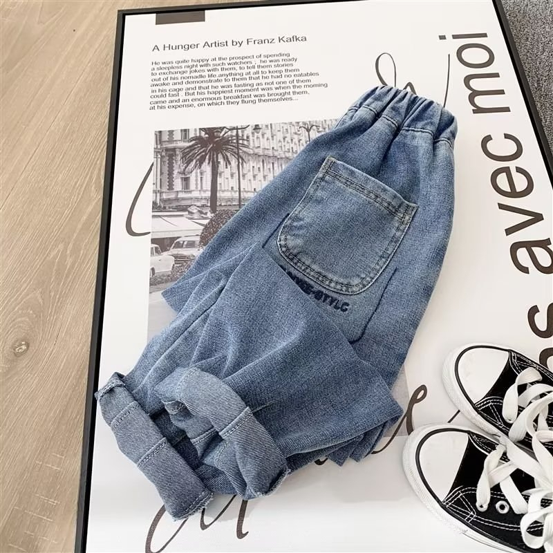 Quần Jean Dài Dáng Rộng Thoải Mái Thiết Kế Đơn Giản Thời Trang Cho Bé Trai 110-170