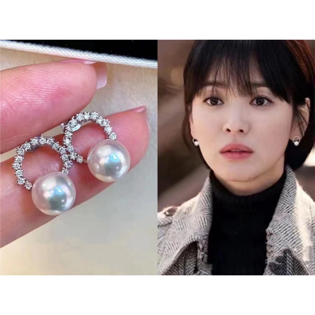 Bông Tai Mạ Bạc 925 Đính Ngọc Trai Phong Cách vintage