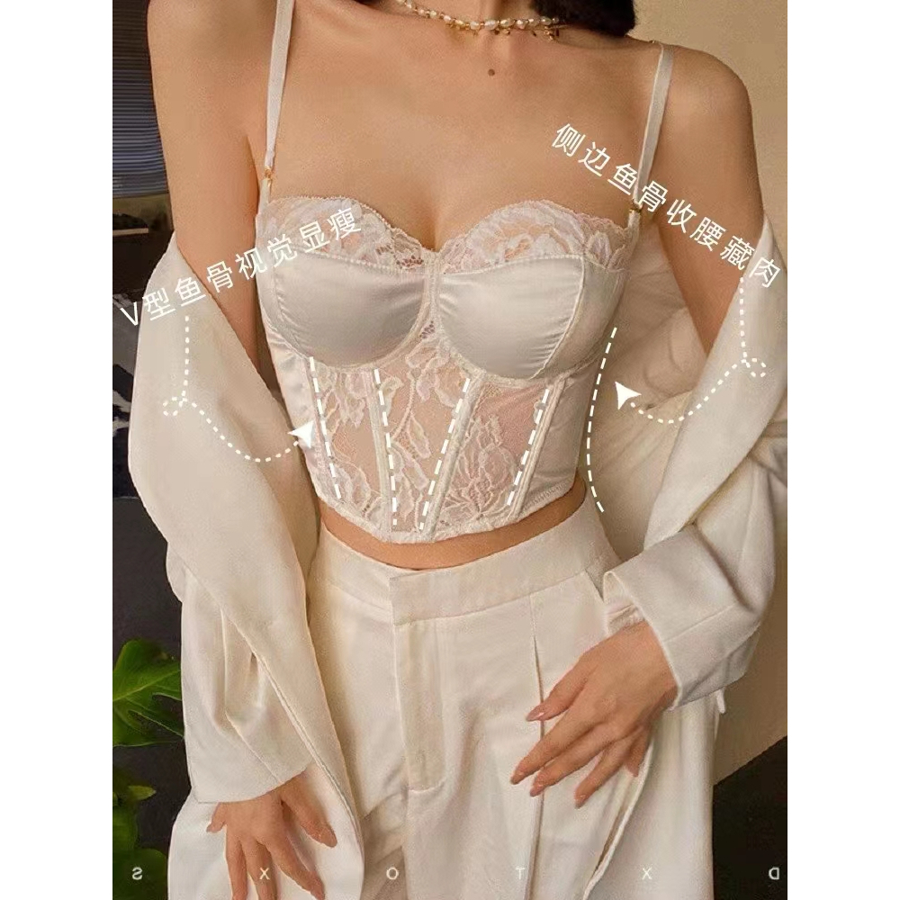 Áo Ngực Dáng Dài Màu Trơn Phối Ren Thời Trang Cho Nữ Size S M L XL