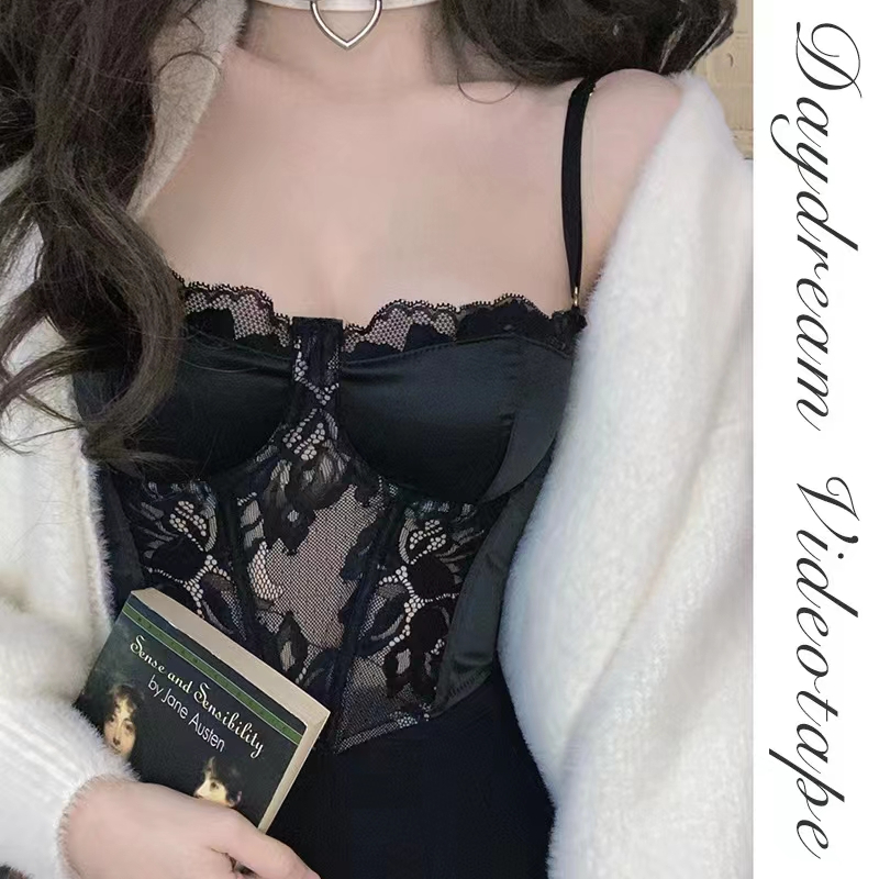 Áo Ngực Dáng Dài Màu Trơn Phối Ren Thời Trang Cho Nữ Size S M L XL