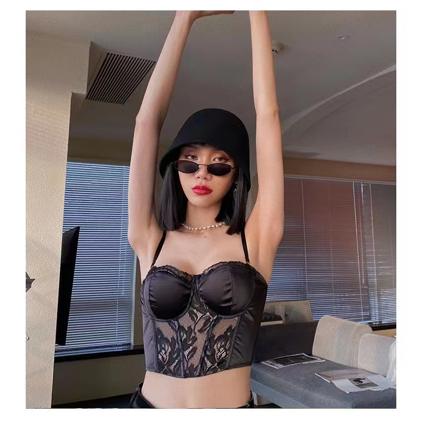 Áo Ngực Dáng Dài Màu Trơn Phối Ren Thời Trang Cho Nữ Size S M L XL