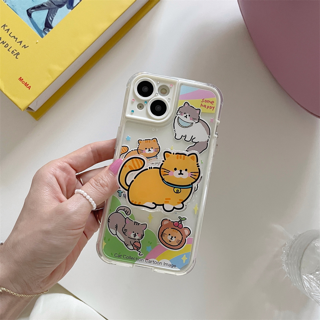 Ốp Điện Thoại TPU Mềm Có Đế Đỡ Hình Mèo Hoạt Hình Cho iphone 14 Pro Max 13 Pro Max 12 Pro Max