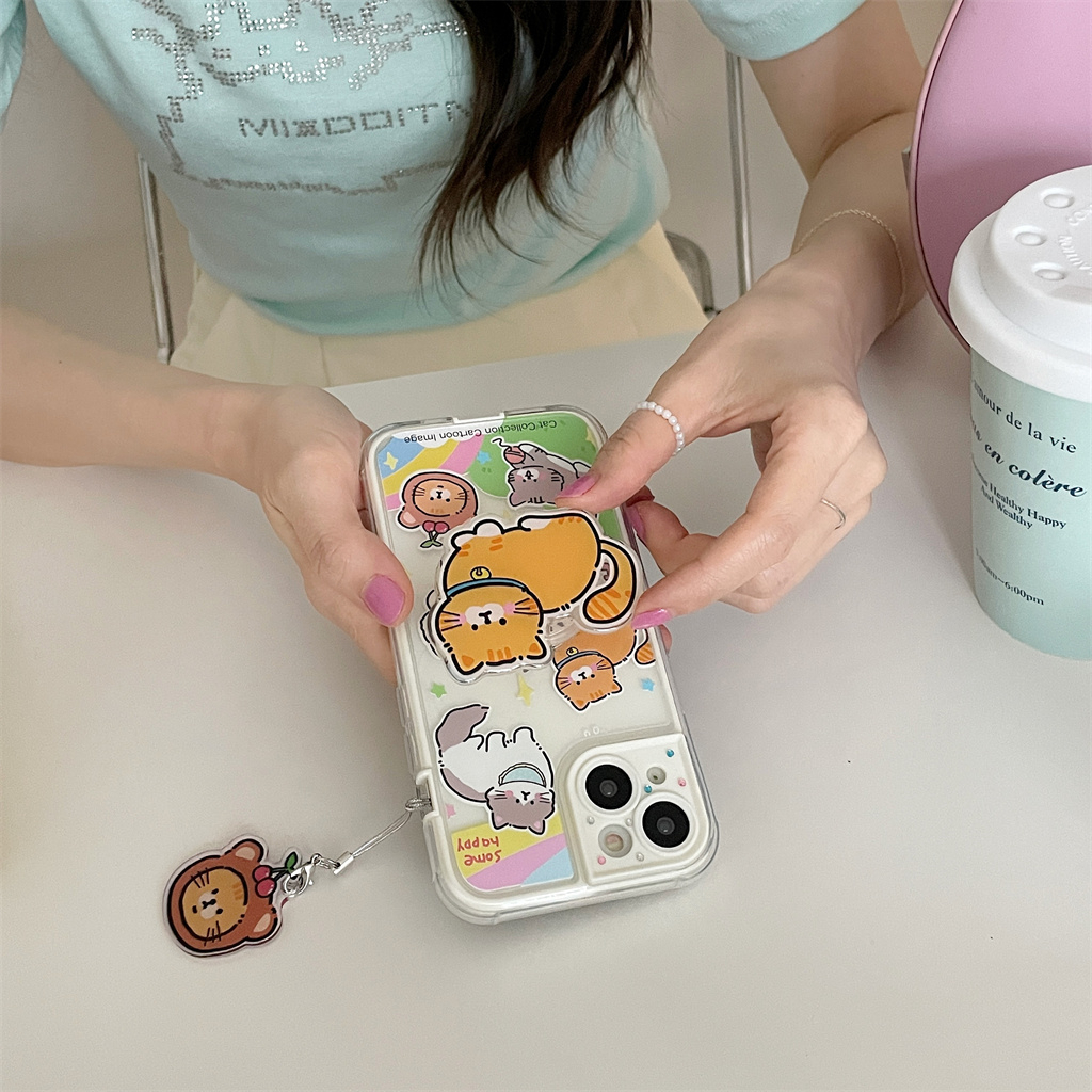 Ốp Điện Thoại TPU Mềm Có Đế Đỡ Hình Mèo Hoạt Hình Cho iphone 14 Pro Max 13 Pro Max 12 Pro Max