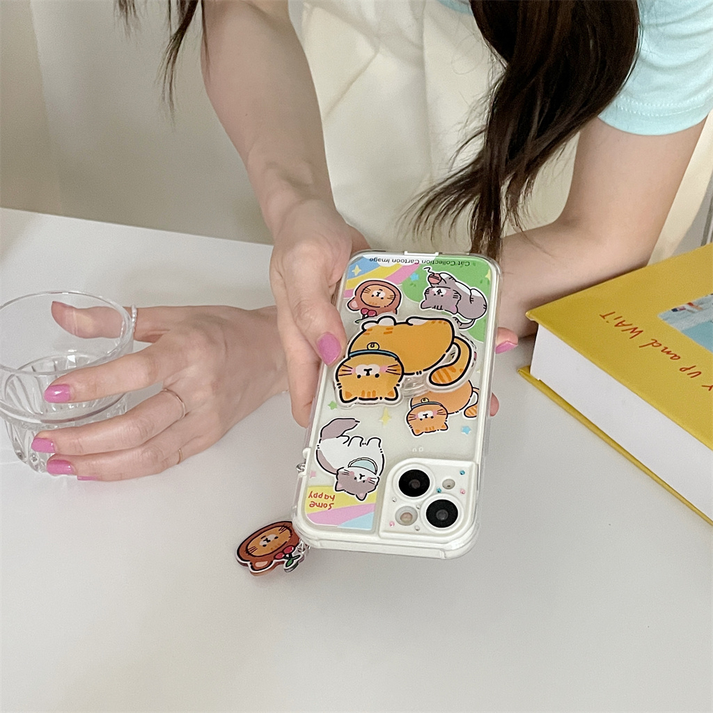 Ốp Điện Thoại TPU Mềm Có Đế Đỡ Hình Mèo Hoạt Hình Cho iphone 14 Pro Max 13 Pro Max 12 Pro Max