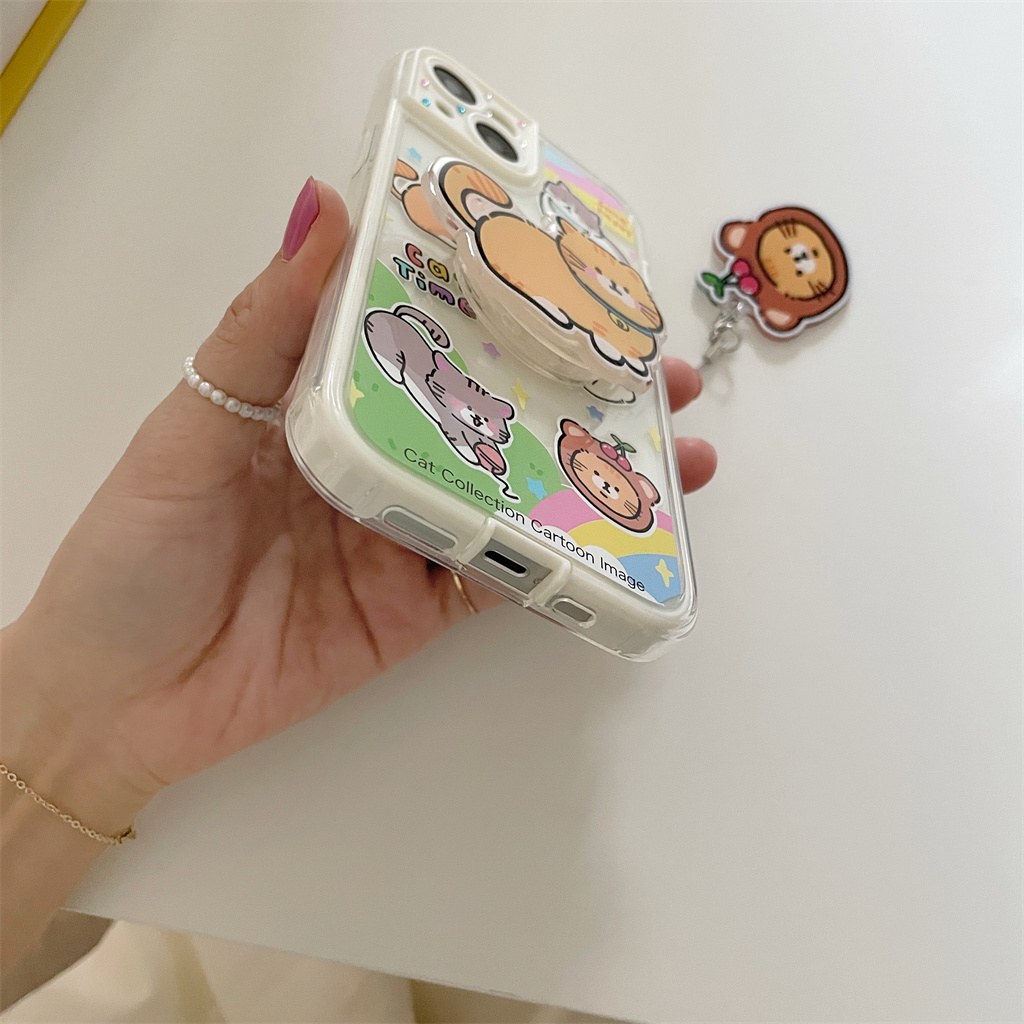 Ốp Điện Thoại TPU Mềm Có Đế Đỡ Hình Mèo Hoạt Hình Cho iphone 14 Pro Max 13 Pro Max 12 Pro Max