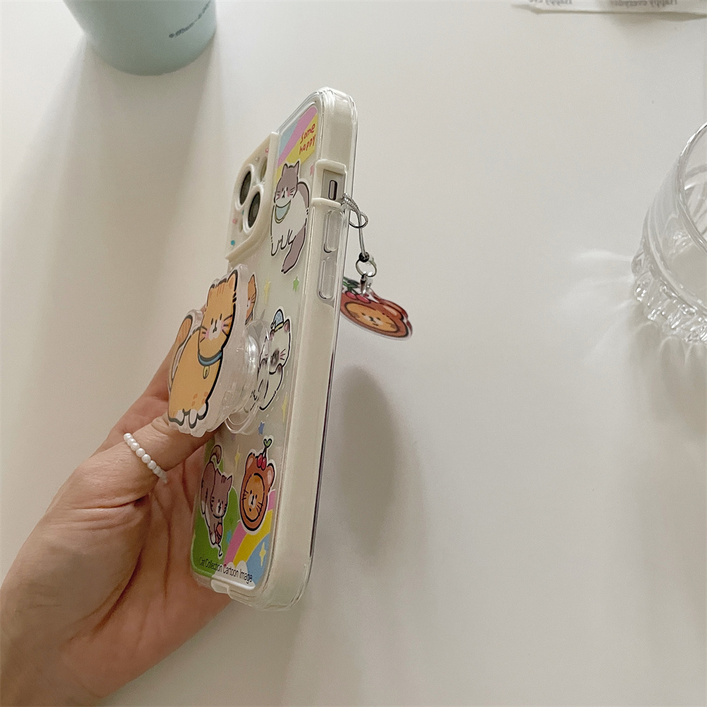 Ốp Điện Thoại TPU Mềm Có Đế Đỡ Hình Mèo Hoạt Hình Cho iphone 14 Pro Max 13 Pro Max 12 Pro Max