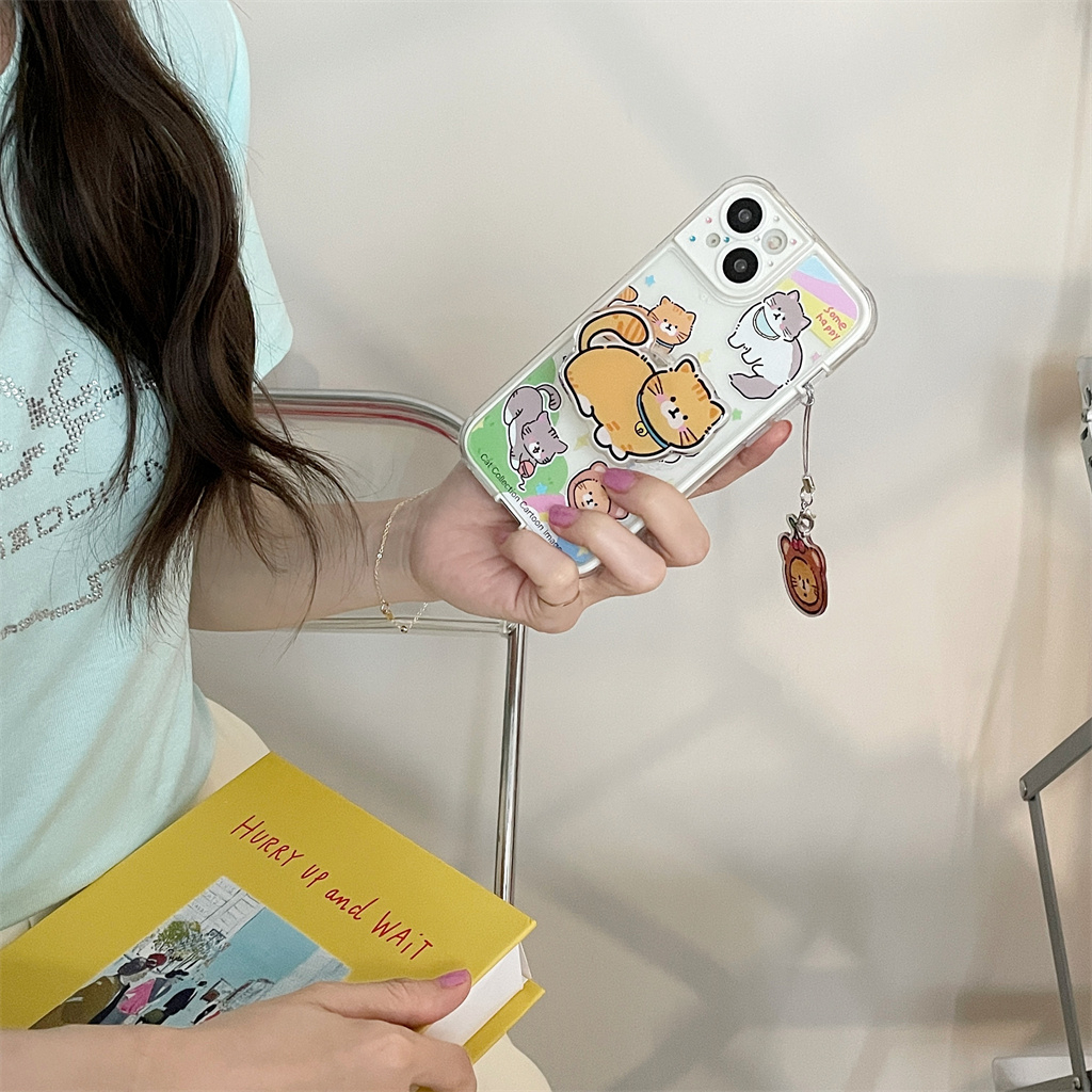 Ốp Điện Thoại TPU Mềm Có Đế Đỡ Hình Mèo Hoạt Hình Cho iphone 14 Pro Max 13 Pro Max 12 Pro Max