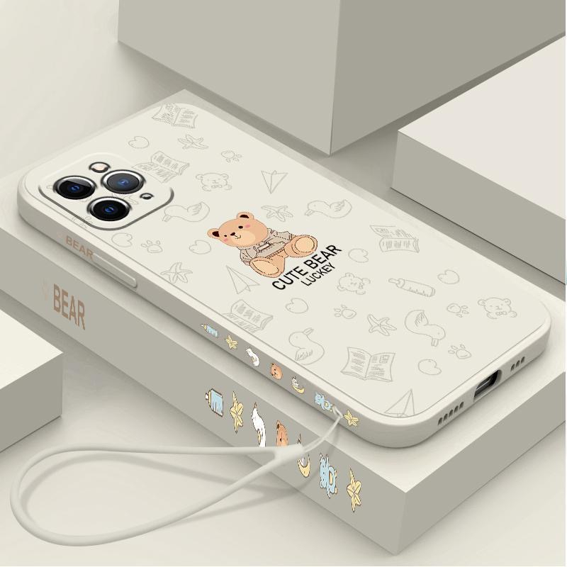 Ốp lưng Samsung J7 prime J5 prime J7 2017 J6P j6+ 2018 j6 prime j4 plus j4+ J4 prim J2 Prime Cạnh thẳng 90 ° Silicone dây nhựa Teddy Bear