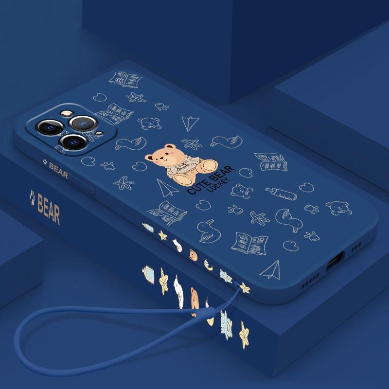 Ốp lưng Samsung J7 prime J5 prime J7 2017 J6P j6+ 2018 j6 prime j4 plus j4+ J4 prim J2 Prime Cạnh thẳng 90 ° Silicone dây nhựa Teddy Bear