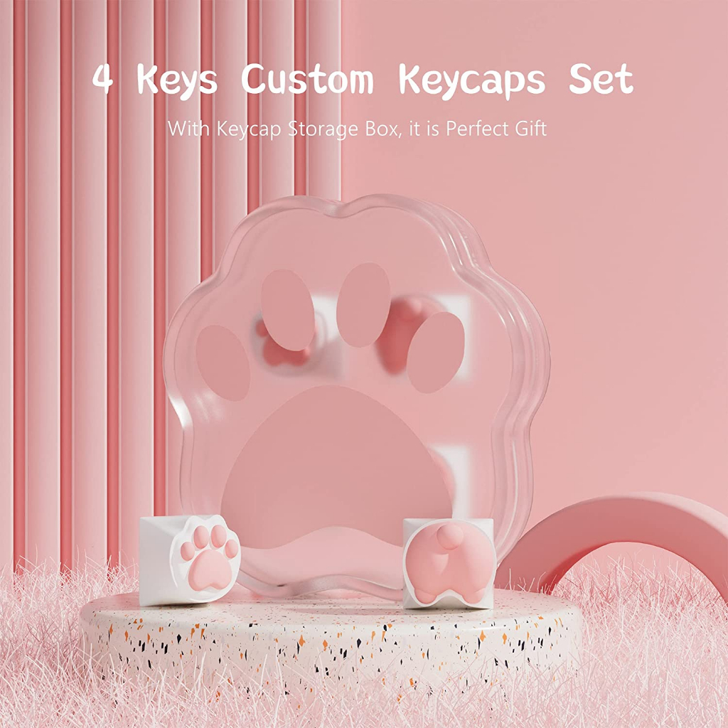 Nút Bàn Phím 4 Phím Bằng Cao Su PBT & Cao Su In Họa Tiết Anime Màu Hồng Cho 60% 65% 70% 100% Cherry Gateron MX
