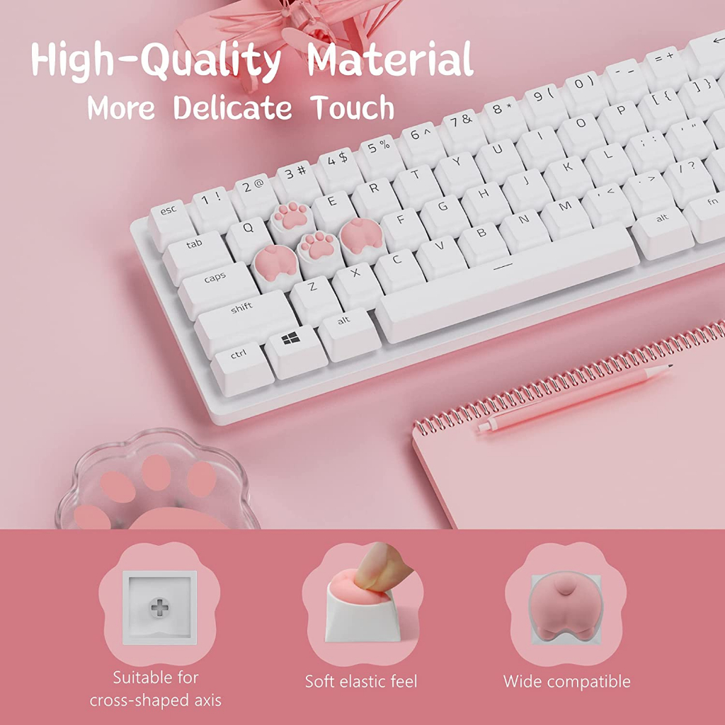Nút Bàn Phím 4 Phím Bằng Cao Su PBT & Cao Su In Họa Tiết Anime Màu Hồng Cho 60% 65% 70% 100% Cherry Gateron MX