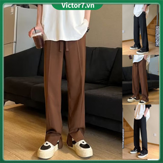 Quần Lụa Lạnh Dáng Suông Xẻ Tà Phong Cách Hàn Quốc Thời Trang Cho Nam Giới Quần baggy nam quần ống suông quần thun lạnh quần âu nam hàn quốc  quần dài thể thao thời trang nam