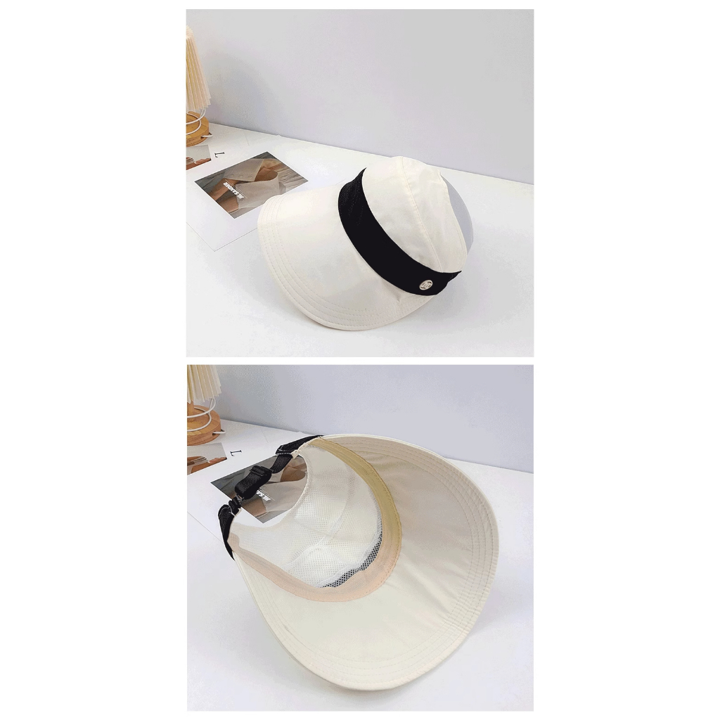 Zhao Lusi Mũ Bucket Hở Chóp Có Nhãn Buộc Tóc Đuôi Ngựa M Che Nắng Mùa Hè Cho Nữ