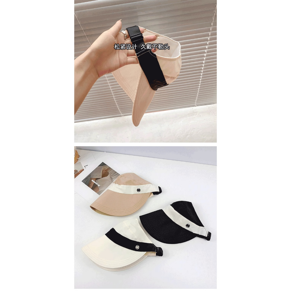 Zhao Lusi Mũ Bucket Hở Chóp Có Nhãn Buộc Tóc Đuôi Ngựa M Che Nắng Mùa Hè Cho Nữ