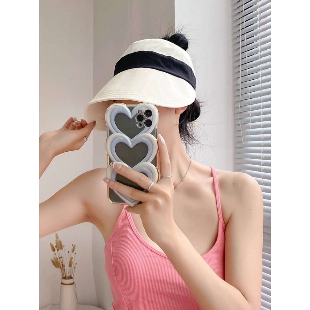 Zhao Lusi Mũ Bucket Hở Chóp Có Nhãn Buộc Tóc Đuôi Ngựa M Che Nắng Mùa Hè Cho Nữ