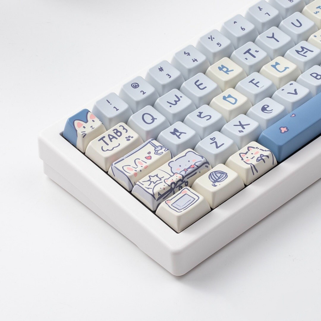 66/148 Phím Blue Meow Meow Keycaps MDA/Cherry Dễ Thương PBT Năm mặt thăng hoa nhiệt 61/64/68/75/84/87/104/108 Dễ Thương Bàn Phím Cơ Keycap
