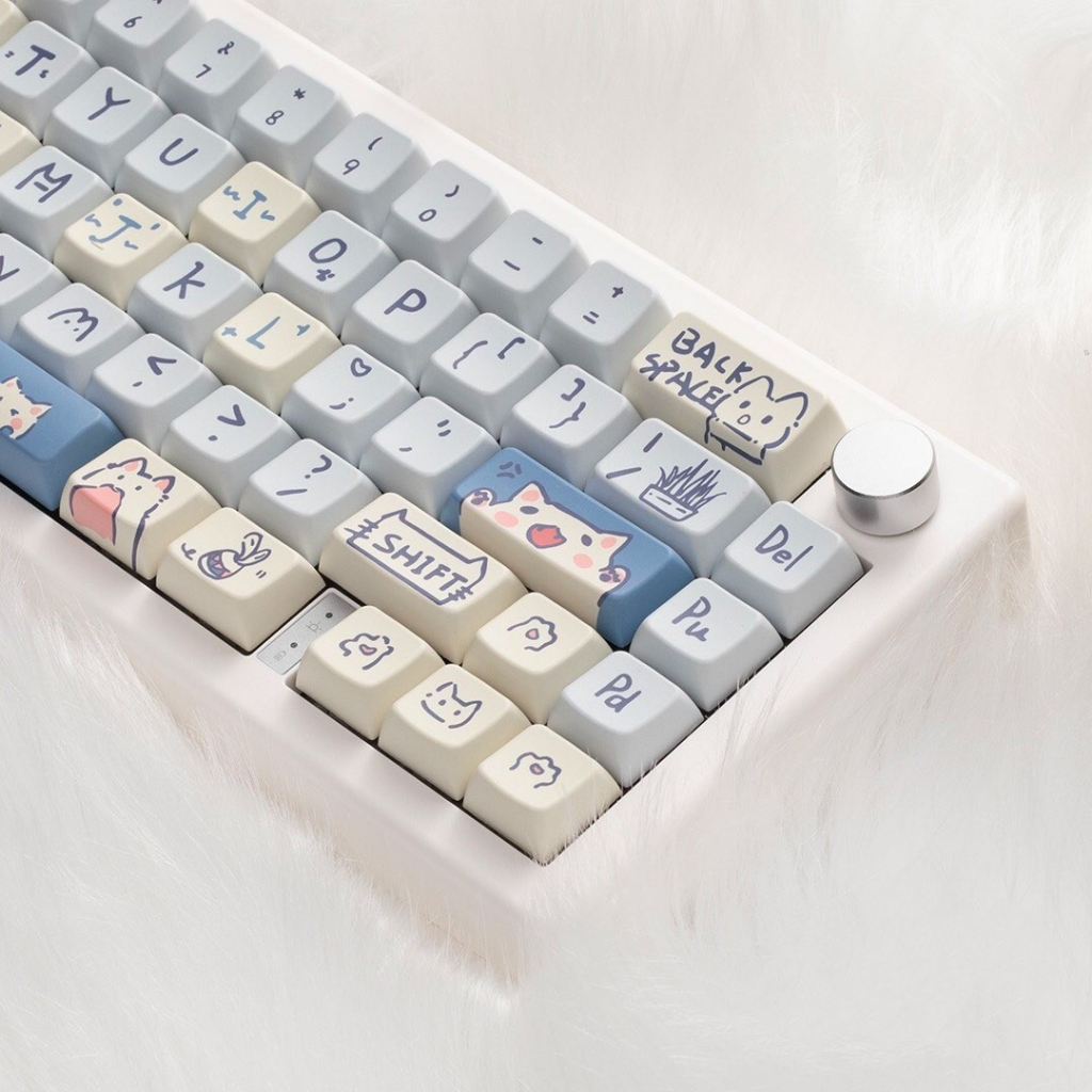 66/148 Phím Blue Meow Meow Keycaps MDA/Cherry Dễ Thương PBT Năm mặt thăng hoa nhiệt 61/64/68/75/84/87/104/108 Dễ Thương Bàn Phím Cơ Keycap