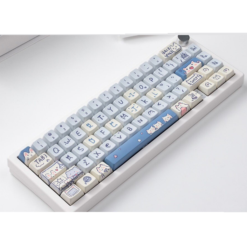 66/148 Phím Blue Meow Meow Keycaps MDA/Cherry Dễ Thương PBT Năm mặt thăng hoa nhiệt 61/64/68/75/84/87/104/108 Dễ Thương Bàn Phím Cơ Keycap