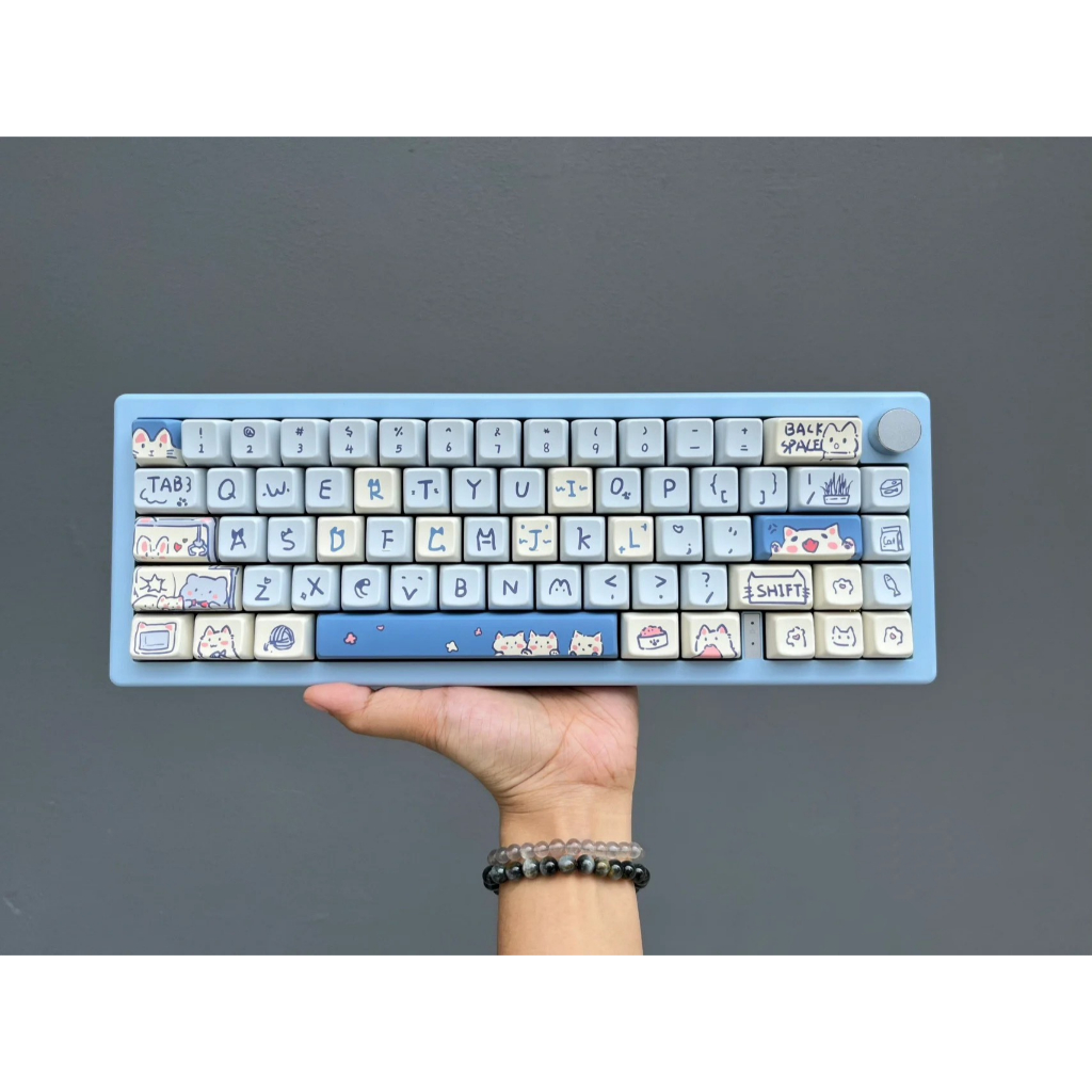 66/148 Phím Blue Meow Meow Keycaps MDA/Cherry Dễ Thương PBT Năm mặt thăng hoa nhiệt 61/64/68/75/84/87/104/108 Dễ Thương Bàn Phím Cơ Keycap