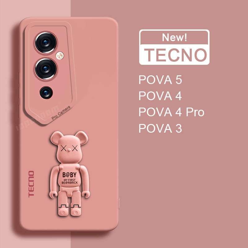 Dễ Thương Ốp Điện Thoại Silicon Họa Tiết Gấu Có Giá Đỡ Cho tecno pova 5 4 pro neo 3