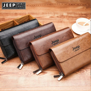 Jeep SPIRIT 1941 ESTD Nam Dài Đa Thẻ Đôi Dây Kéo Ví Túi Xách Thời Trang