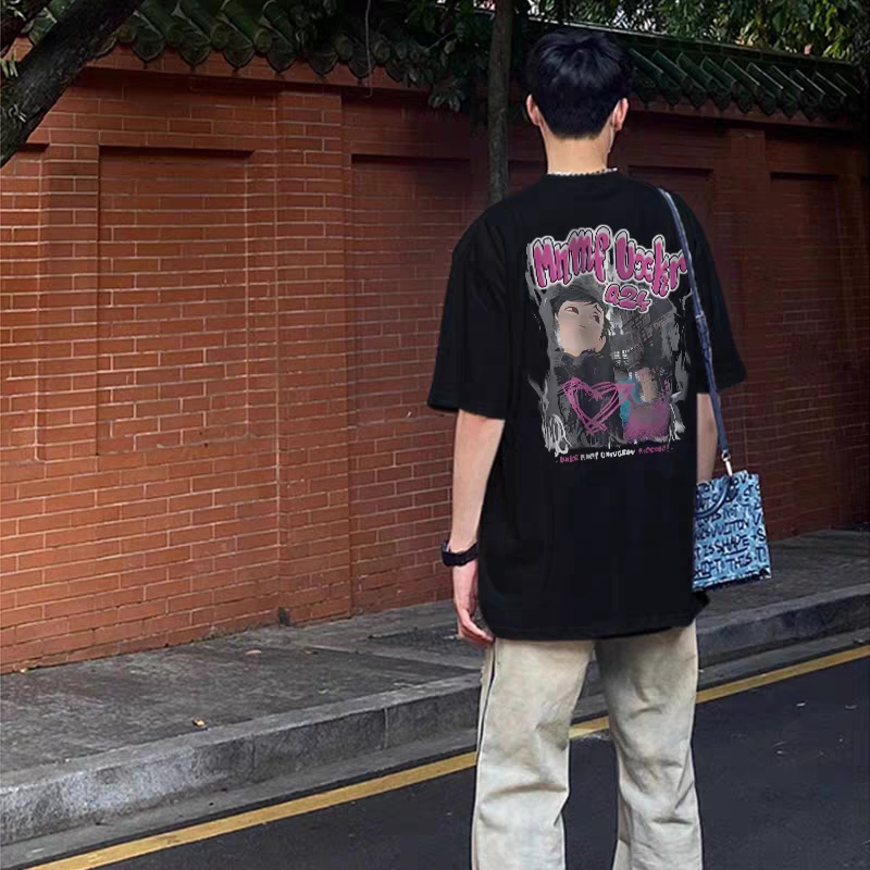 Áo Thun Tay Ngắn Cổ Tròn Dáng Rộng In Họa Tiết Thời Trang Trẻ Trung Cho Nam