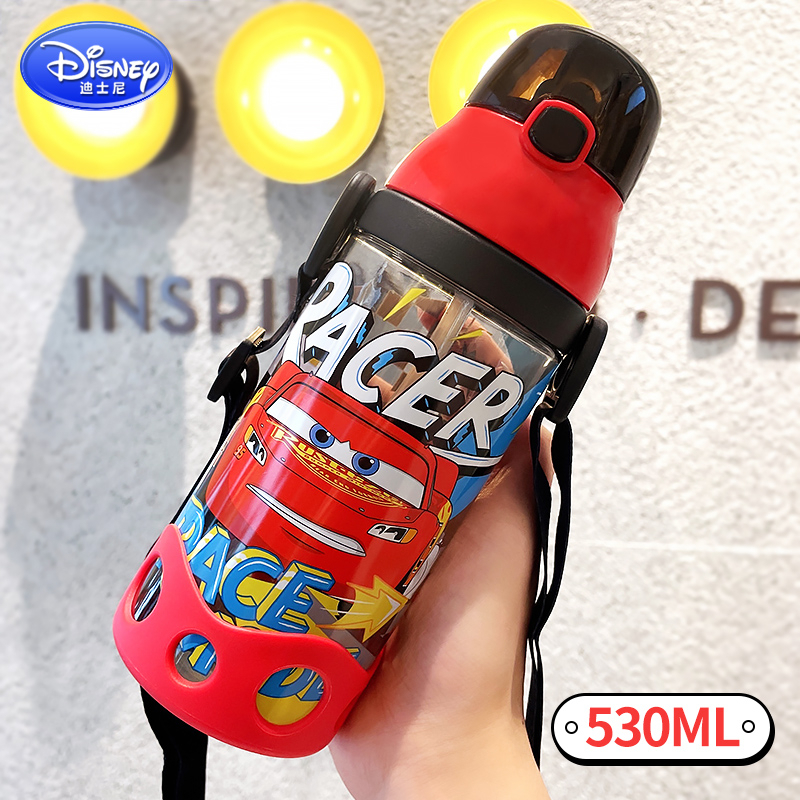 Bình Nước Nhựa Có Ống Hút Họa Tiết Disney Dễ Thương Cho Bé