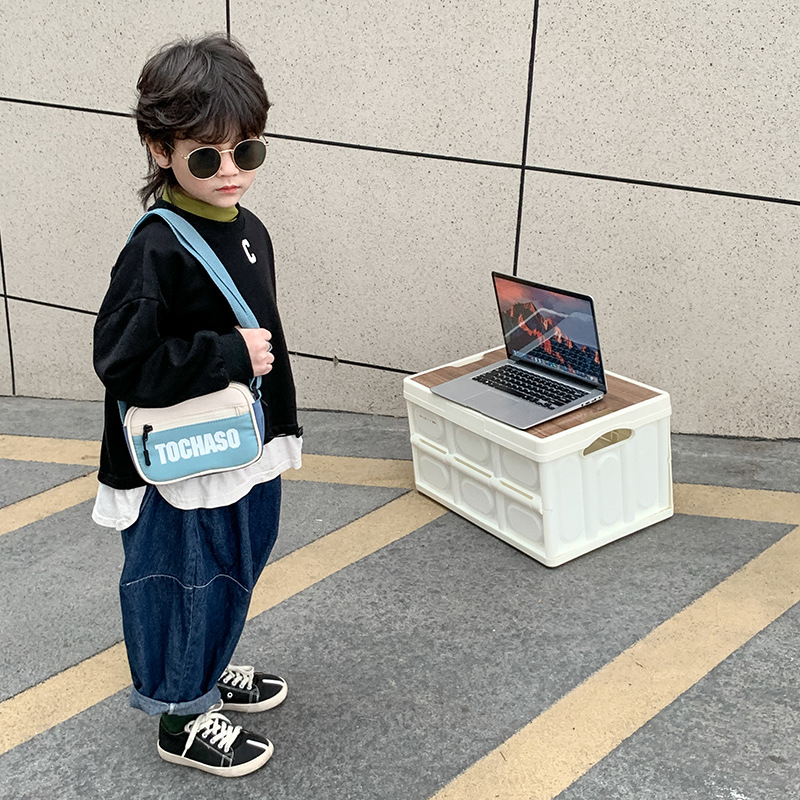 Bé trai và bé gái Màu sắc thời trang tương phản chữ đeo chéo một vai Túi đeo chéo trẻ em