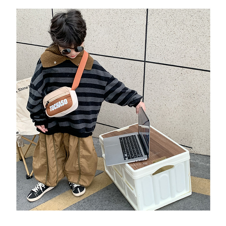 Bé trai và bé gái Màu sắc thời trang tương phản chữ đeo chéo một vai Túi đeo chéo trẻ em