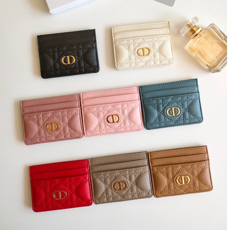 Ví Da Bò Mềm Đựng Thẻ Phong Cách Dior Thời Trang Kèm Hộp Đựng Thẻ S5130