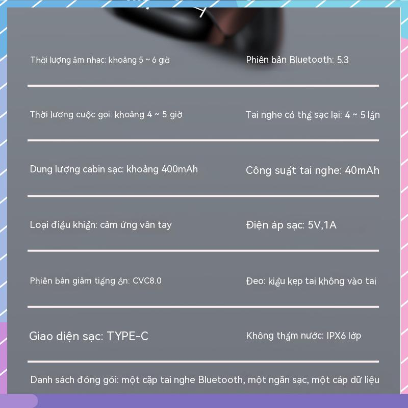 Tai Nghe Nhét Tai Bluetooth Không Dây Có Kẹp Chống Ồn Chất Lượng Cao Cho Samsung / Xiaomi / oppo / vivo