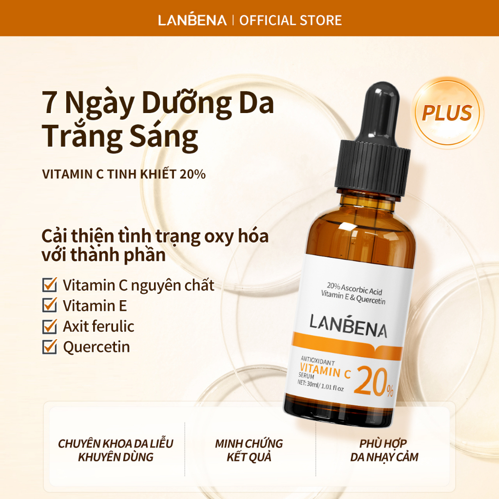 [PLUS] Serum LANBENA làm sáng da 20% vitamin C nguyên chất /Trắng Da Trong 7 Ngày (15ml/30ml)