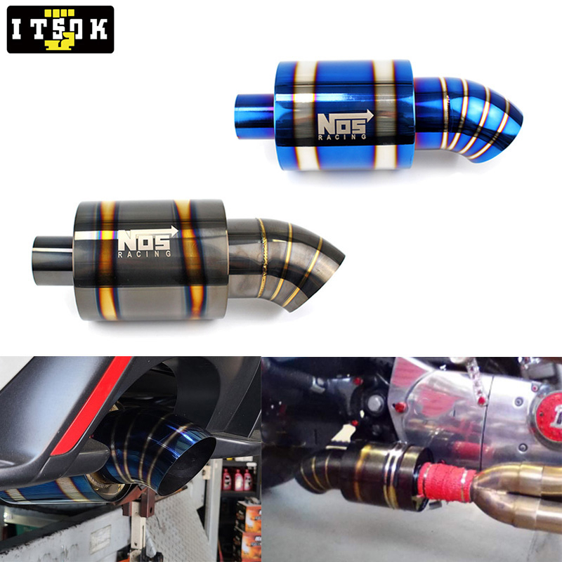 Nos Ống Pô Xả Khí Thải Giảm Thanh Bằng Thép Không Gỉ Màu Vàng Đen Thông Dụng Gắn Đuôi Xe Hơi Thể Thao