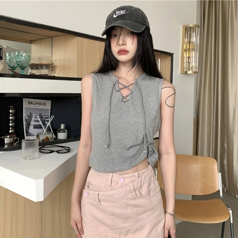 ZHELIHANGFEI Áo Hai Dây Dáng Ôm Ngắn Phong Cách Thời Trang Mới Cho Nữ